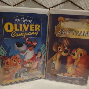 Disney VHS Bundle Lady and the Tramp + Oliver & Company Animated Dogs 80s